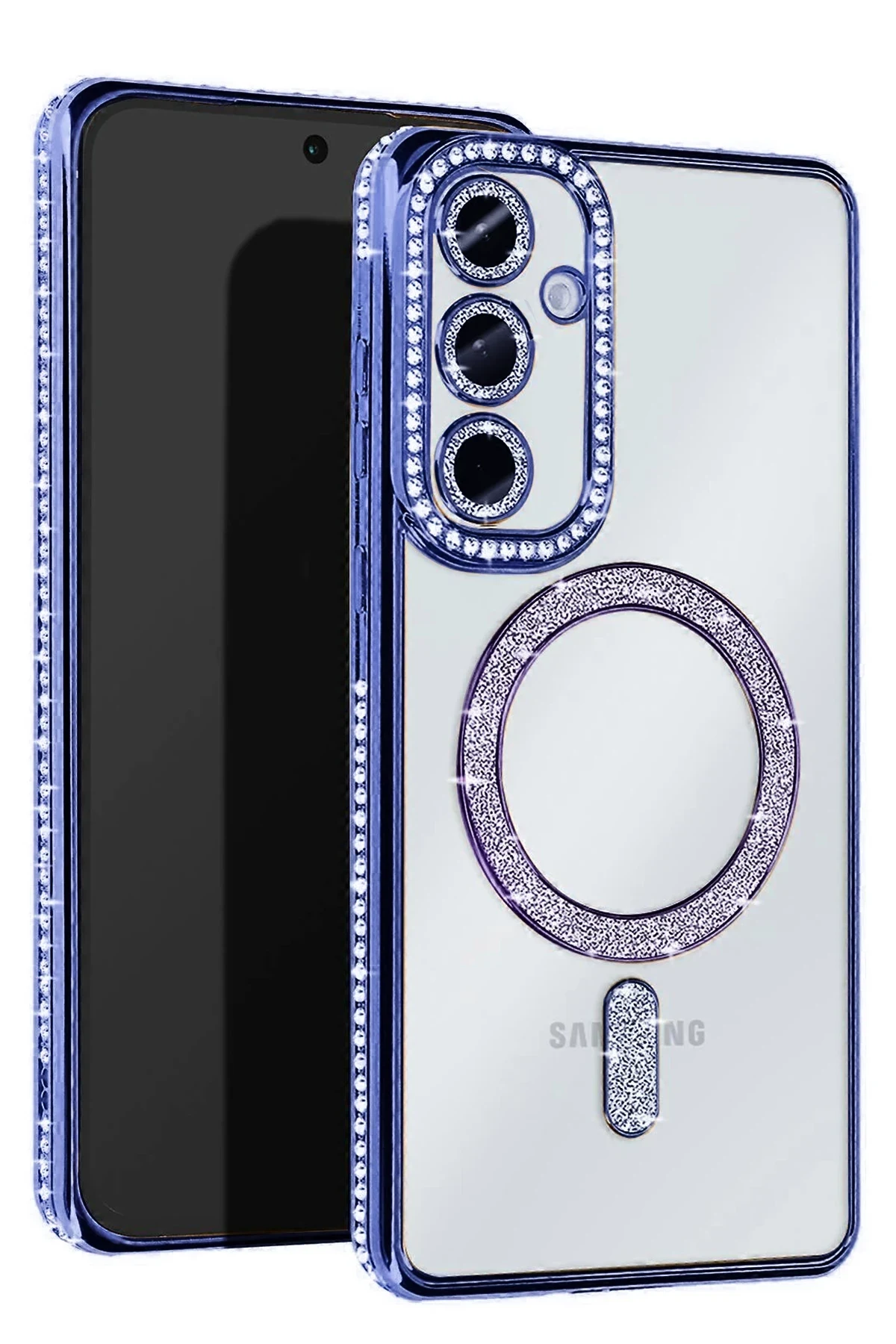 uryport Samsung Galaxy S25 Plus Kılıf Joke Simli Magneticsafe Kılıf - Mavi
