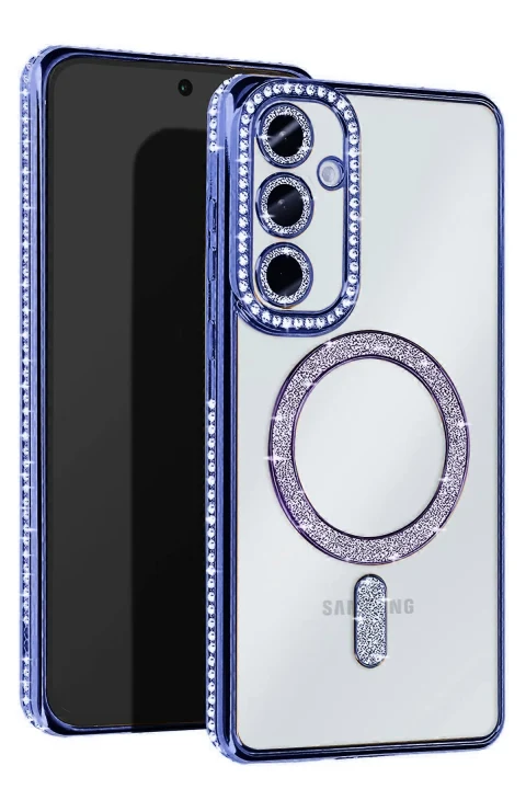 uryport Samsung Galaxy S25 Plus Kılıf Joke Simli Magneticsafe Kılıf - Mavi