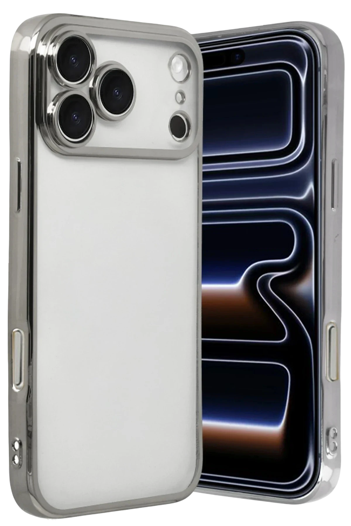 uryport Apple iPhone 17 Pro Max Razer Lensli Silikon - Gümüş