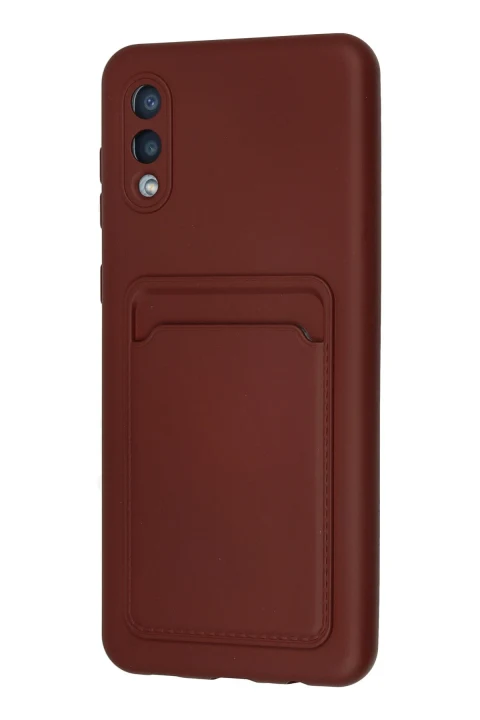 uryport Samsung Galaxy A02 Kılıf Kelvin Kartvizitli Silikon - Bordo