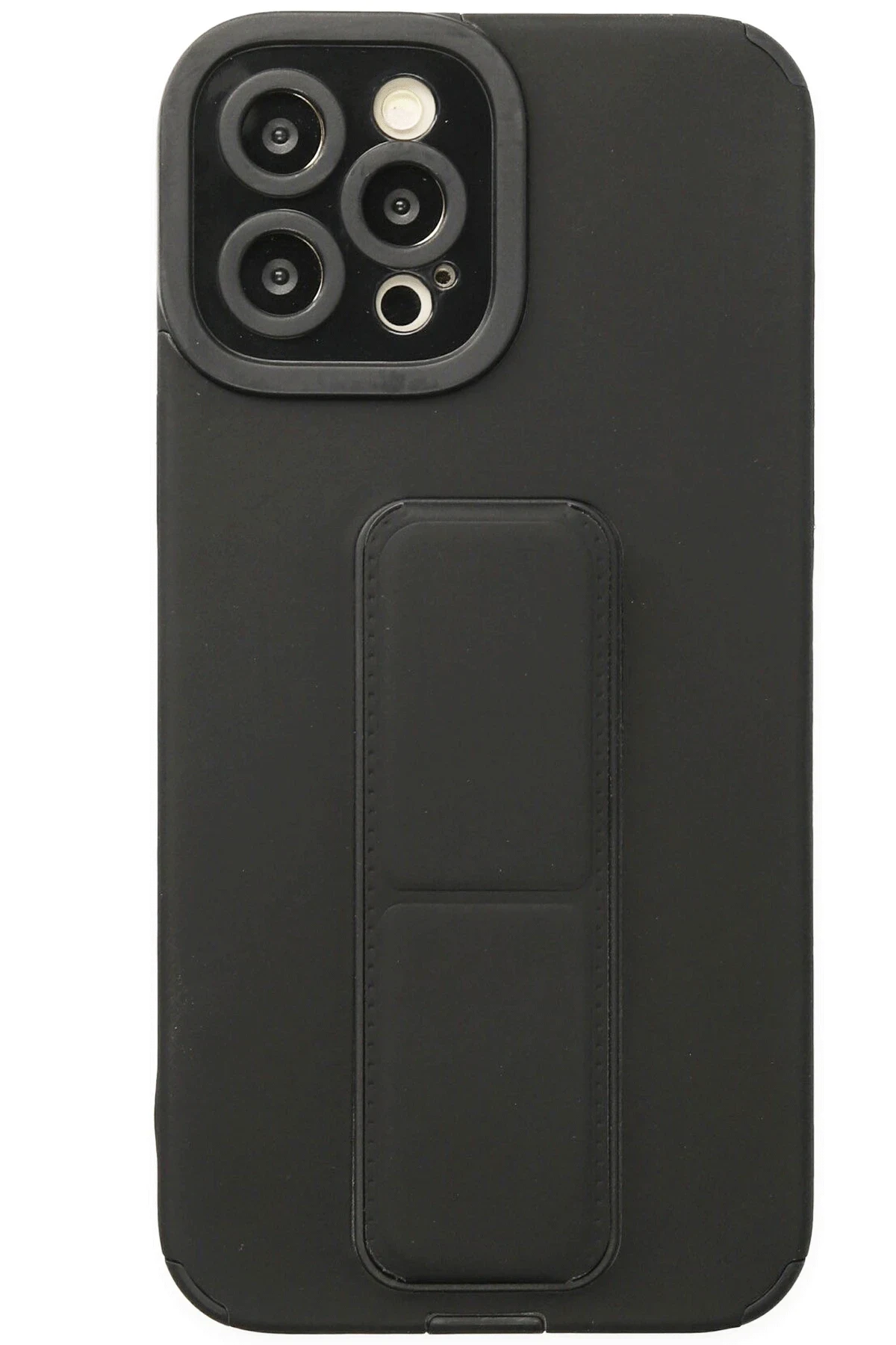 uryport Apple iPhone 12 Pro Kılıf Mega Standlı Silikon - Siyah