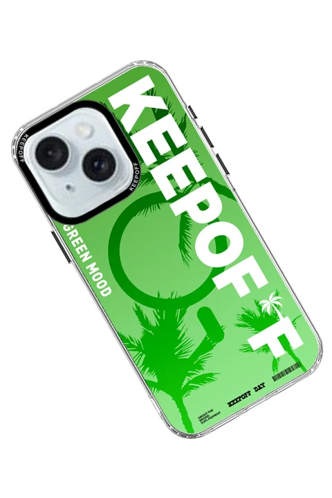 Keep Off Apple iPhone 15 Summer Travel Magsafe Kapak - Green Mood