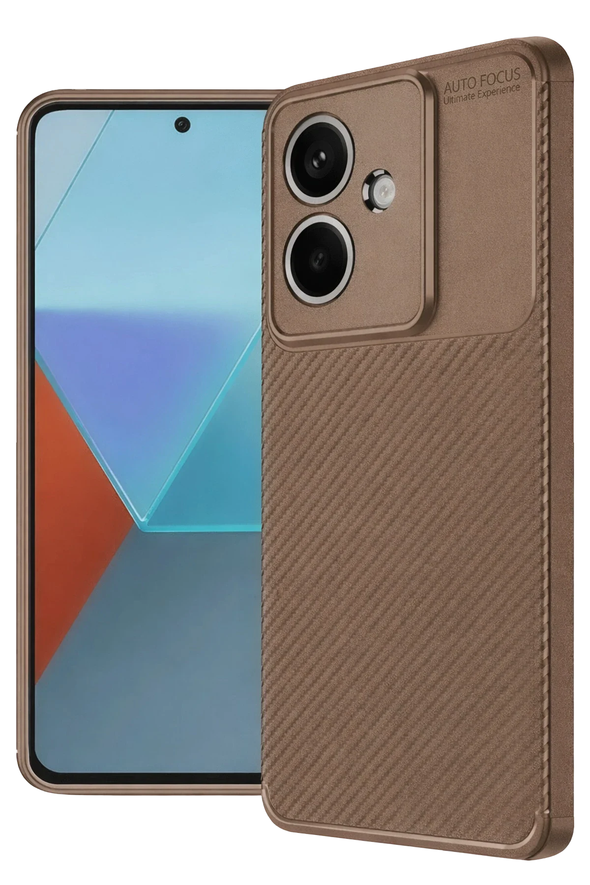 uryport Oppo A3 Kılıf Auto Focus Karbon Kapak - Kahverengi
