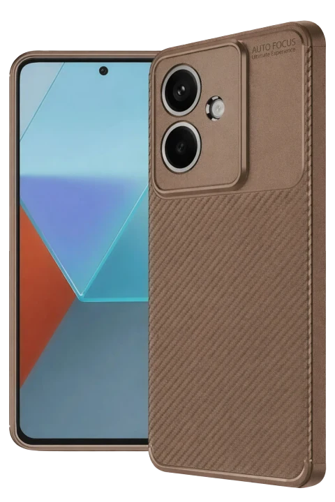 uryport Oppo A3 Kılıf Auto Focus Karbon Kapak - Kahverengi