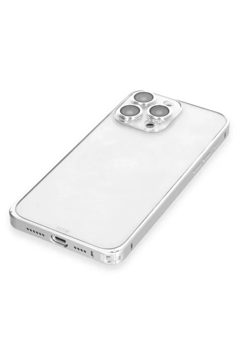 Joko Apple iPhone 15 Pro Metal Bumper Mat Kapak - Gümüş
