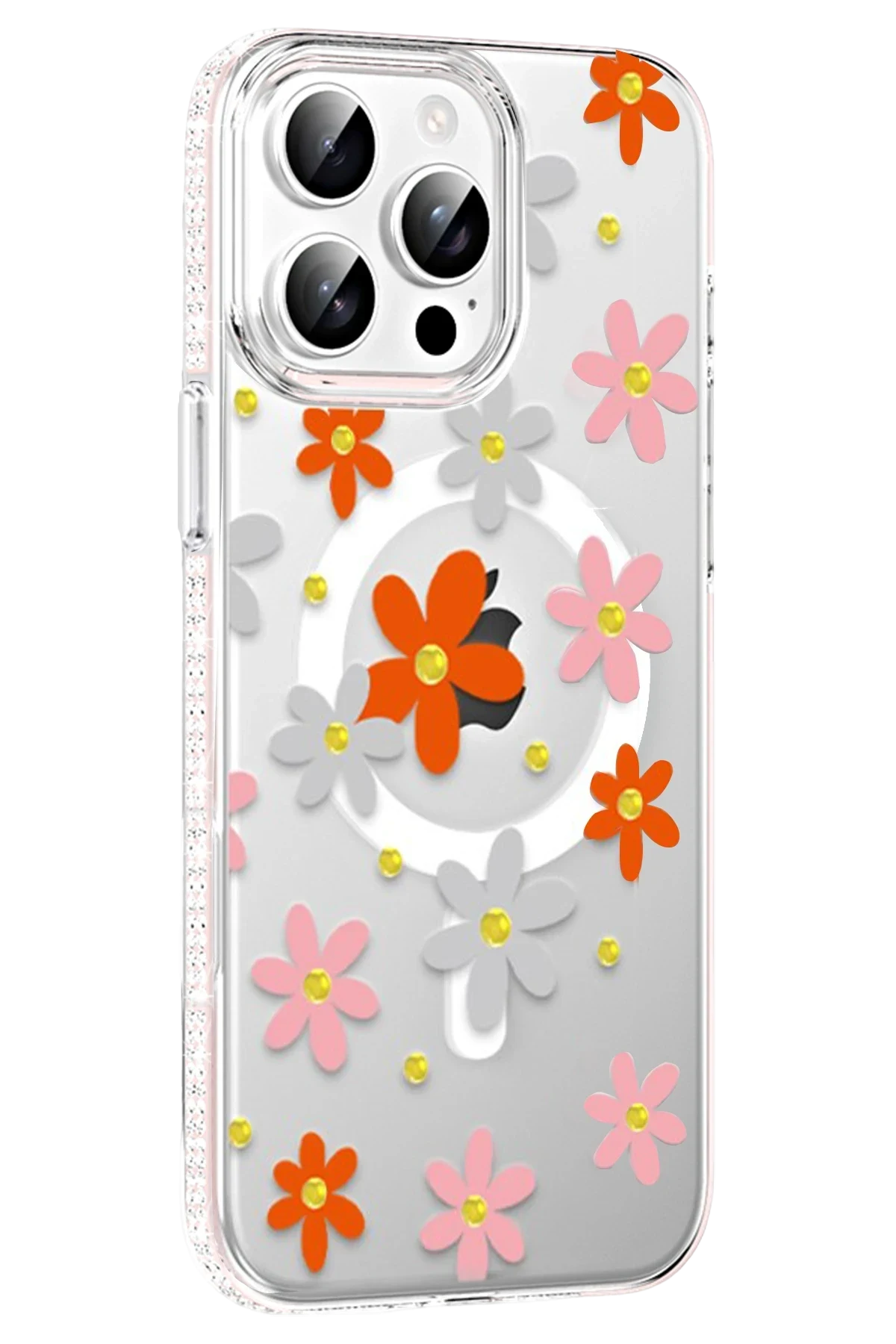 Joko Apple iPhone 15 Pro Max Floral Magsafe Kapak - Turuncu