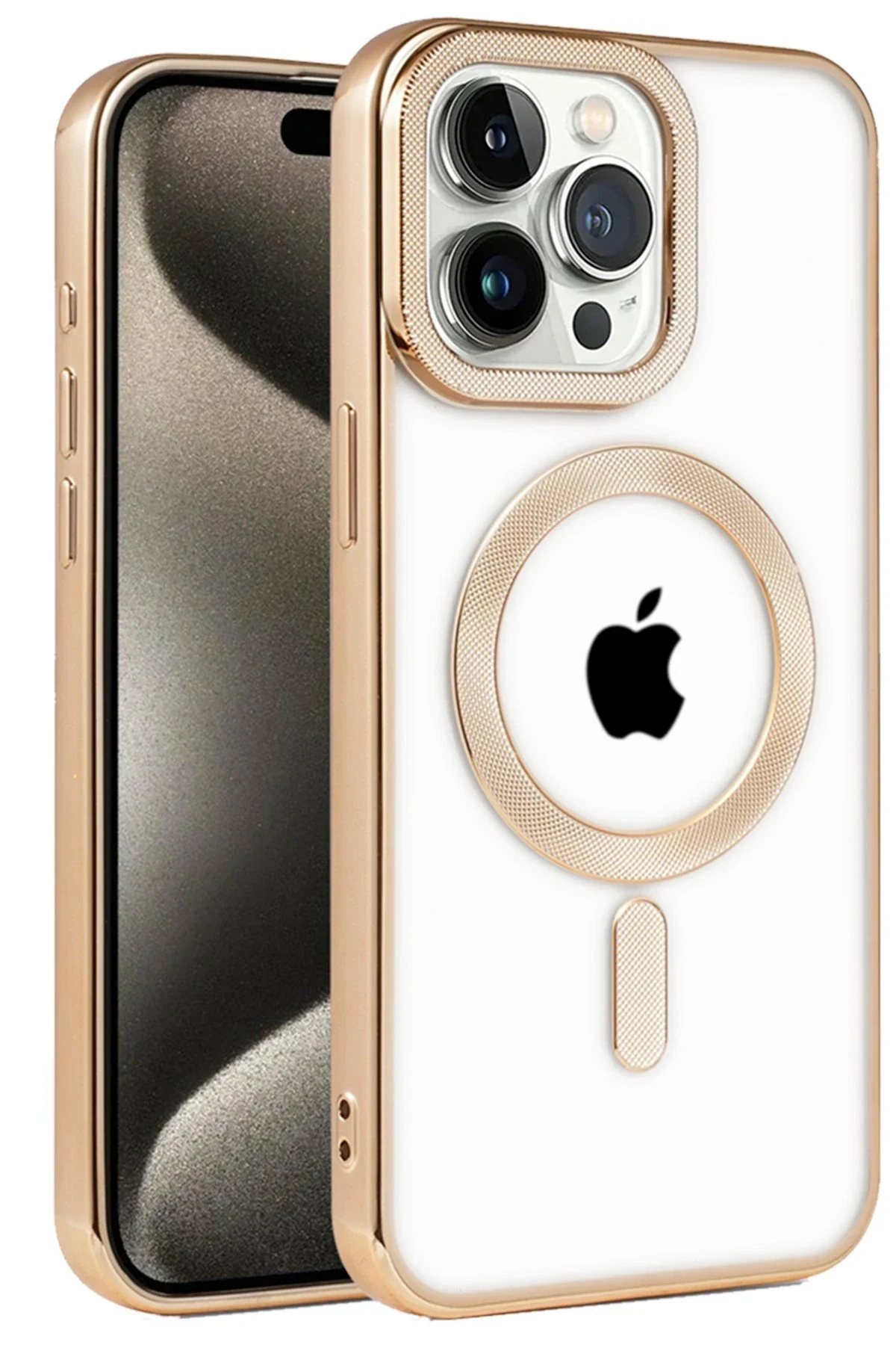 uryport Apple iPhone 15 Pro Kılıf Kronos Magsafe Kapak - Gold