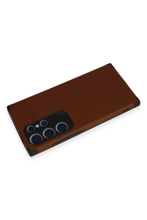uryport Samsung Galaxy S24 Ultra Kılıf Loop Deri Silikon - Kahverengi