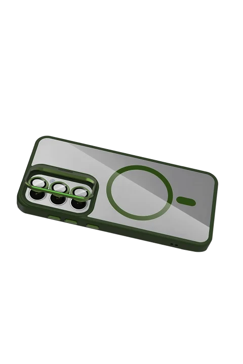 Joko Samsung Galaxy S25 Remim Lensli Magsafe Standlı Kapak - Koyu Yeşil