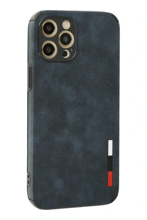 uryport Apple iPhone 12 Pro Max Kılıf Loop Deri Silikon - Lacivert