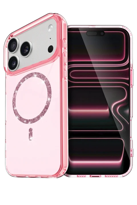 uryport Apple iPhone 17 Pro Max Live Diamond Magsafe Kapak - Pembe
