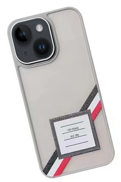 Movenchy Apple iPhone 15 Terra Desenli Kapak - Gri - 1