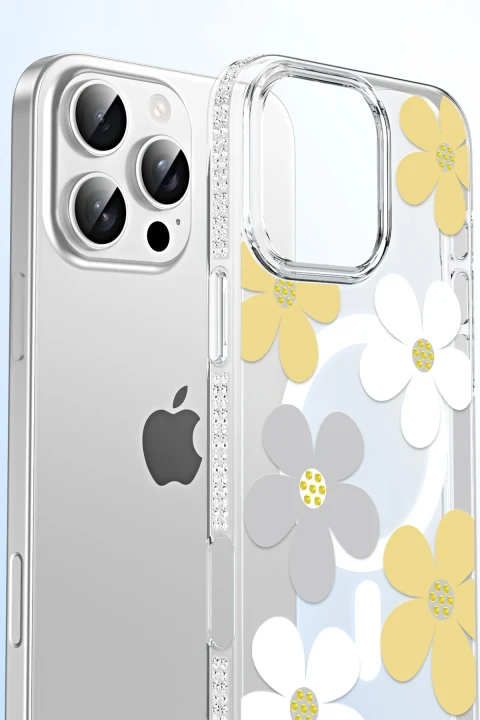 Joko Apple iPhone 15 Floral Magsafe Kapak - Sarı