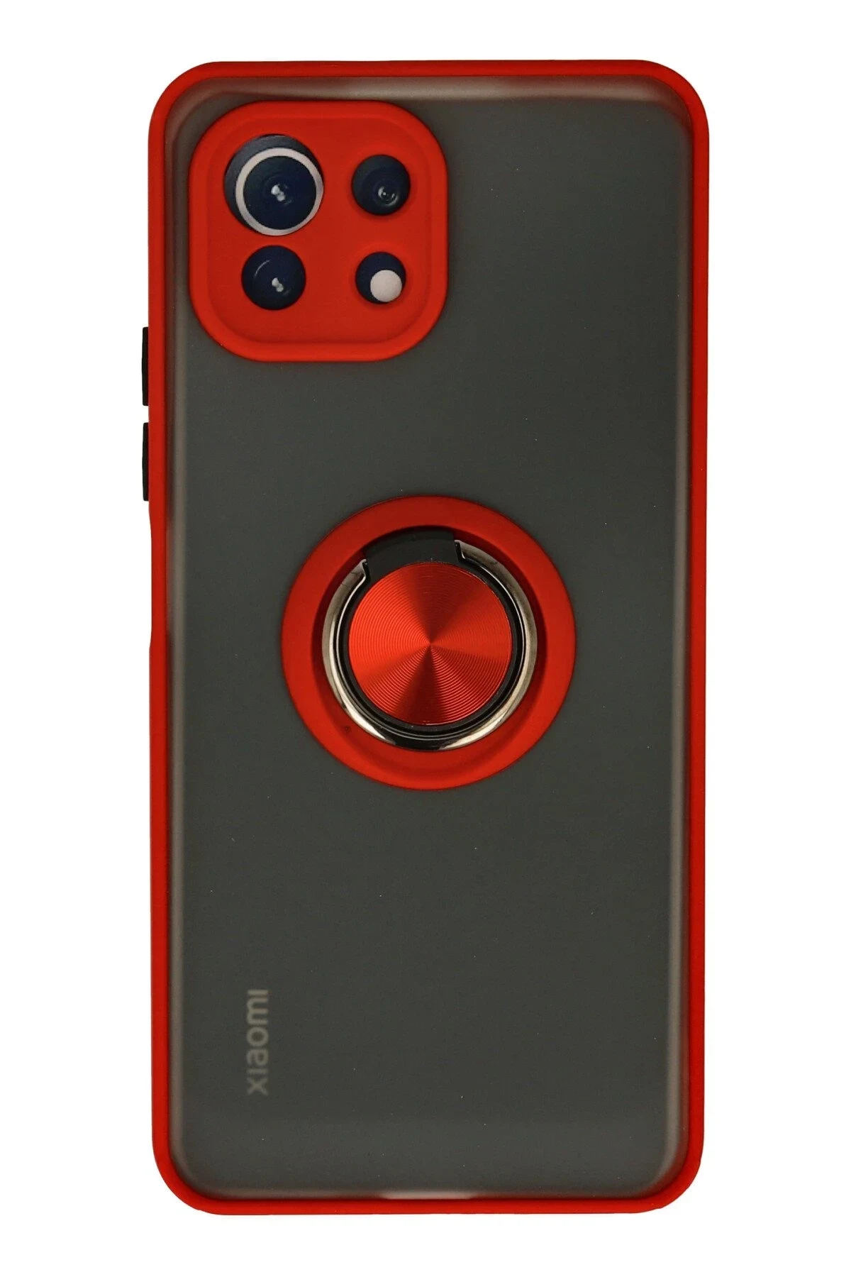 uryport Xiaomi Mİ 11 Lite Kılıf Montreal Yüzüklü Silikon Kapak - Kırmızı