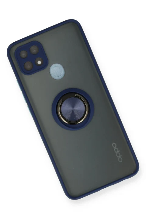uryport Oppo A15 Kılıf Montreal Yüzüklü Silikon Kapak - Lacivert