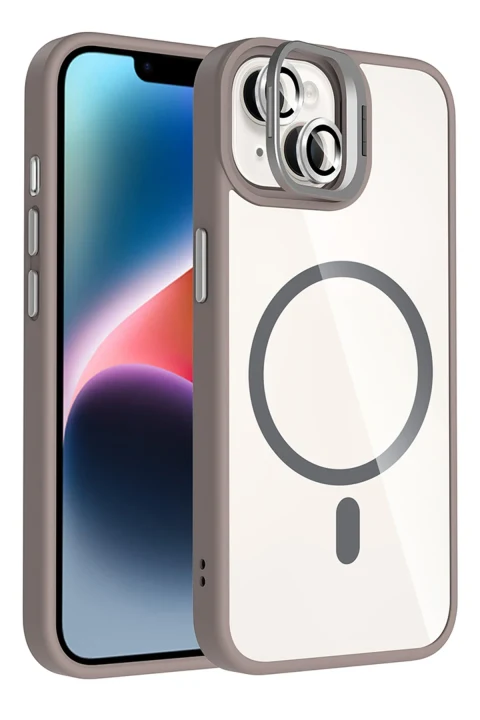 Joko Apple iPhone 15 Plus Remim Lensli Magsafe Standlı Kapak - Titan Gri