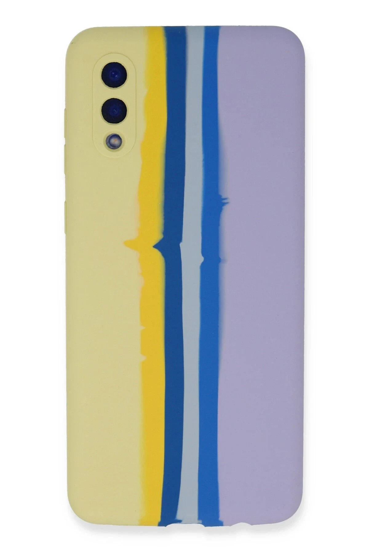 uryport Samsung Galaxy A02 Kılıf Ebruli Lansman Silikon - Sarı-Lila