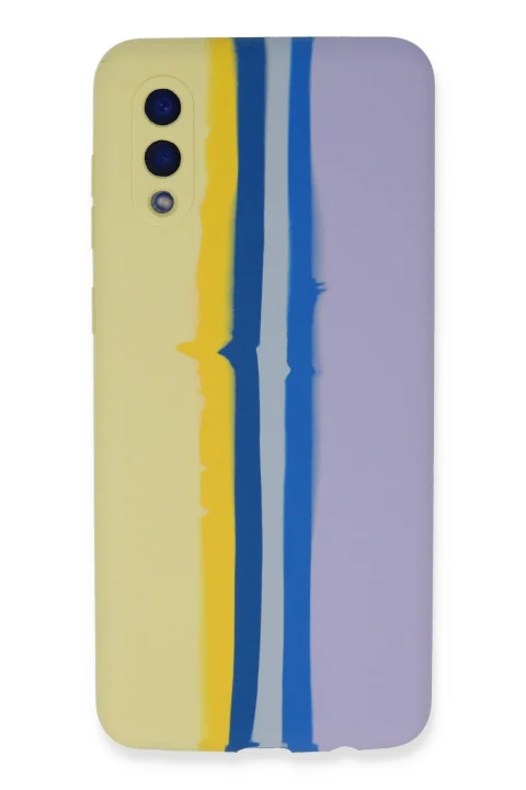 uryport Samsung Galaxy A02 Kılıf Ebruli Lansman Silikon - Sarı-Lila