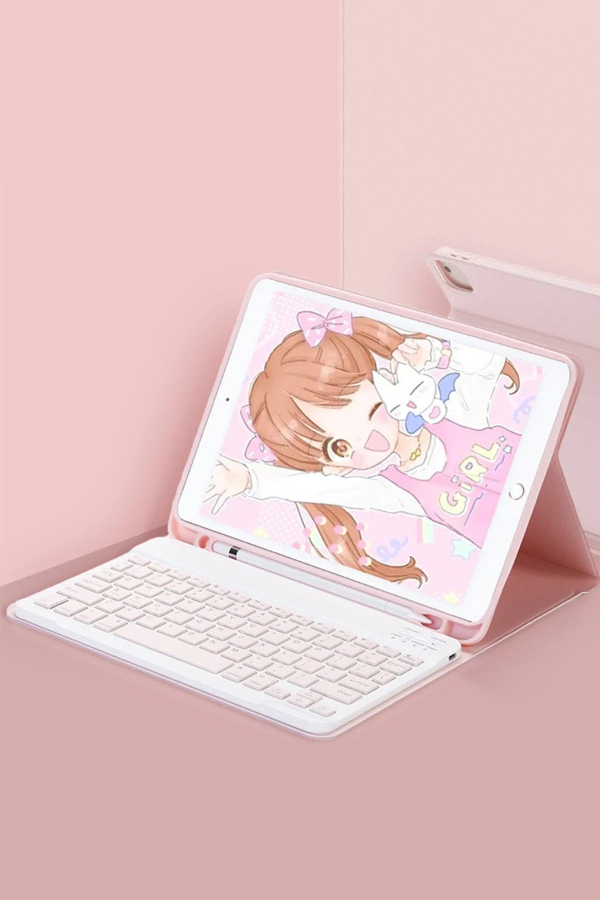 uryport Xiaomi Pad 7 Pro Kılıf KC01 Smart Klavyeli Tablet Kılıfı - Pembe