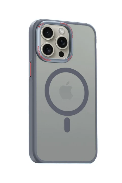 Movenchy Apple iPhone 15 Pro Max Kılıf Radyant Magsafe Kapak - Titan Gri