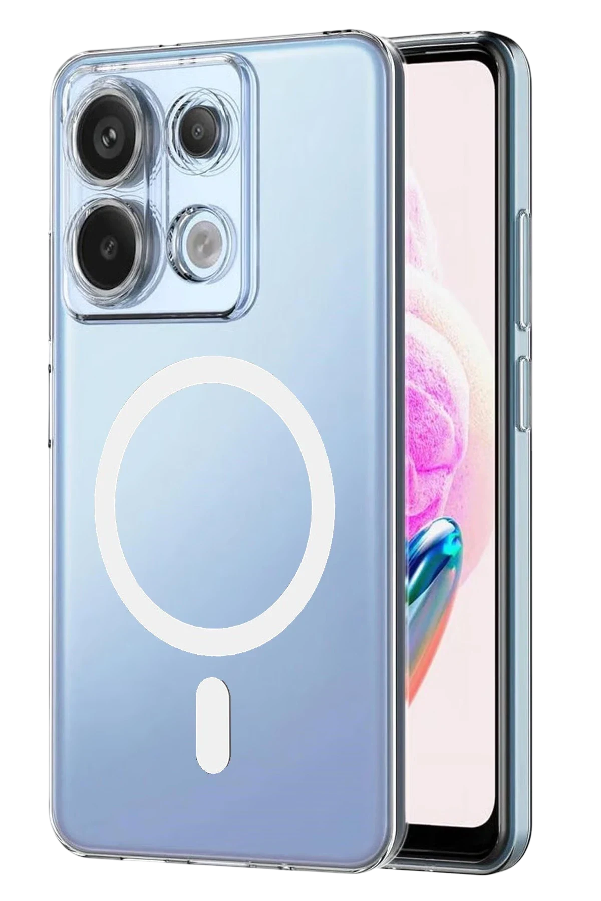 uryport Xiaomi Redmi Note 13 Pro 4G Combo Sert Şeffaf Magsafe Kapak - Şeffaf