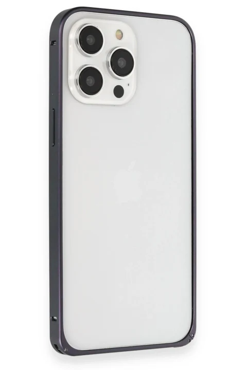Joko Apple iPhone 15 Pro Kılıf Metal Bumper Magneticsafe Kapak - Lacivert