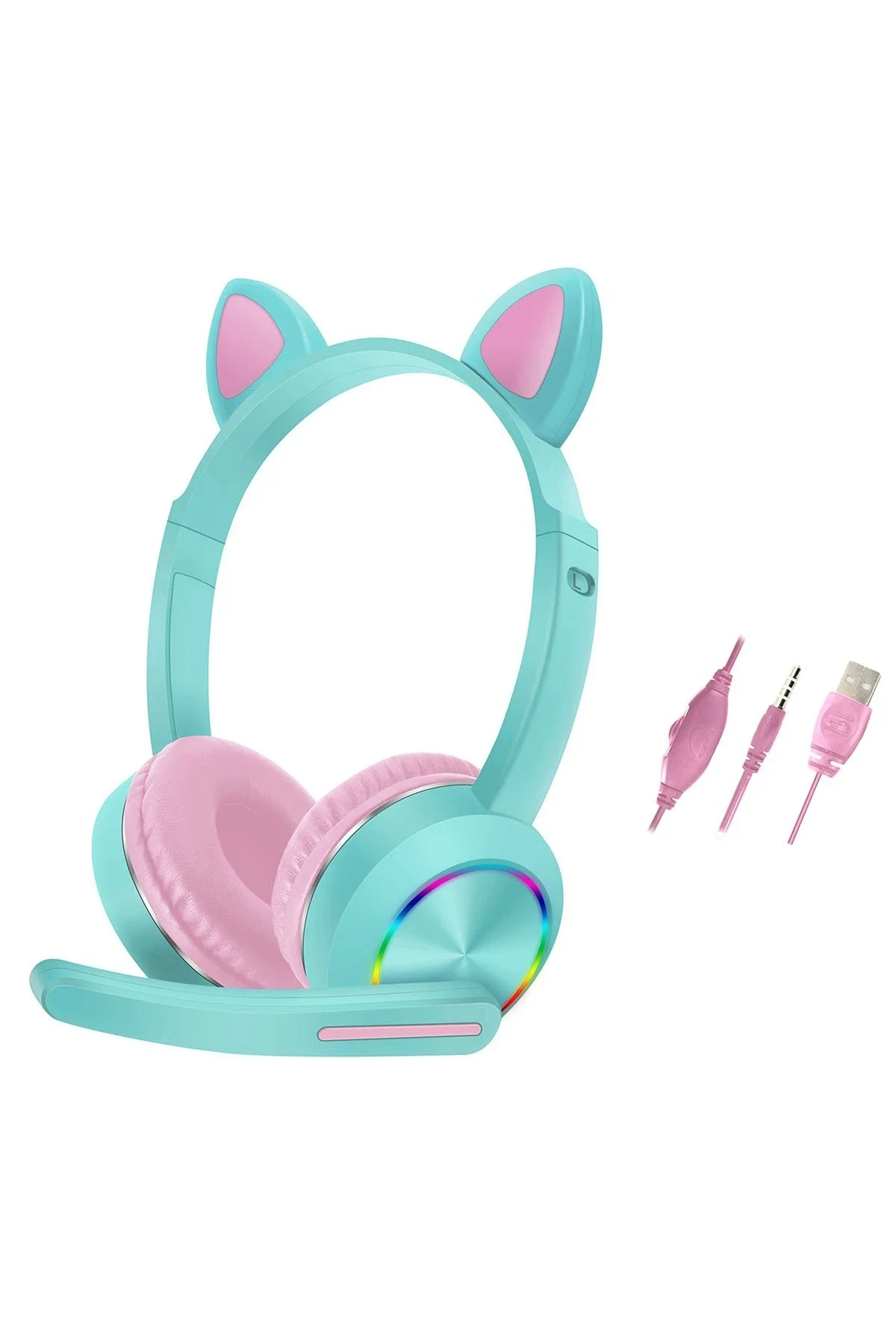 Karler Bass AKZ020 Kafa Üstü Işıklı Kedi Kulaklık - Yeşil