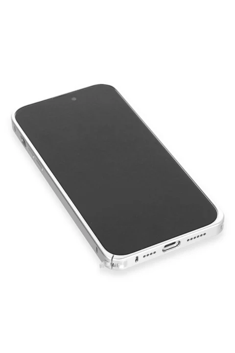 Joko Apple iPhone 14 Pro Max Kılıf Metal Bumper Magneticsafe Kapak - Gümüş