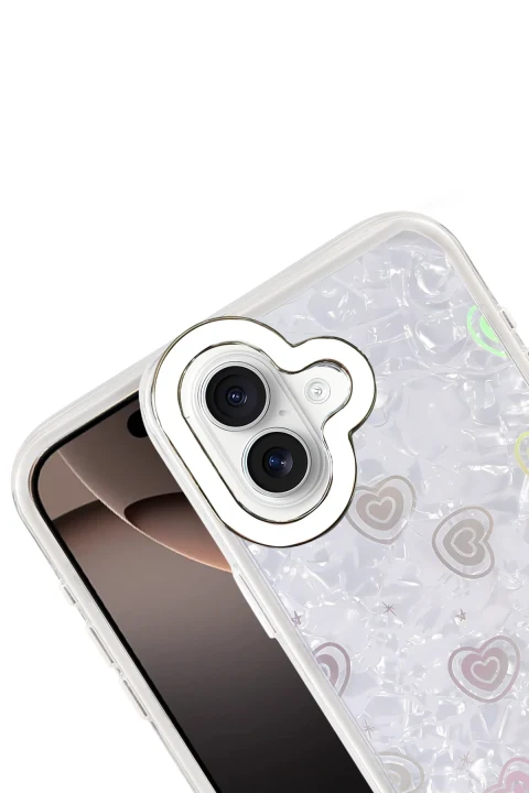 uryport Apple iPhone 16 Lumi Desenli Kapak - Beyaz