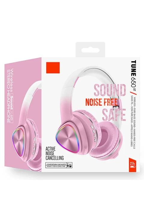 Karler Bass Tune 650 BT RGB Kablosuz Kafaüstü Kulaklık - Pembe