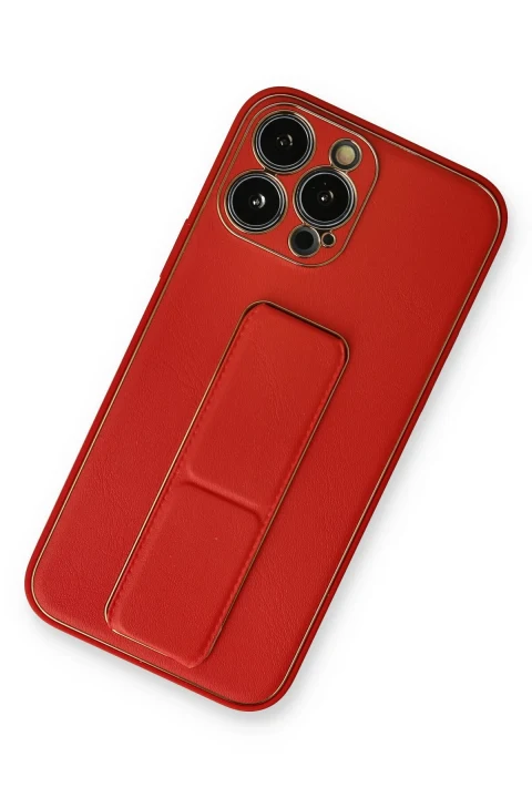 uryport Apple iPhone 14 Pro Kılıf Coco Deri Standlı Kapak - Kırmızı
