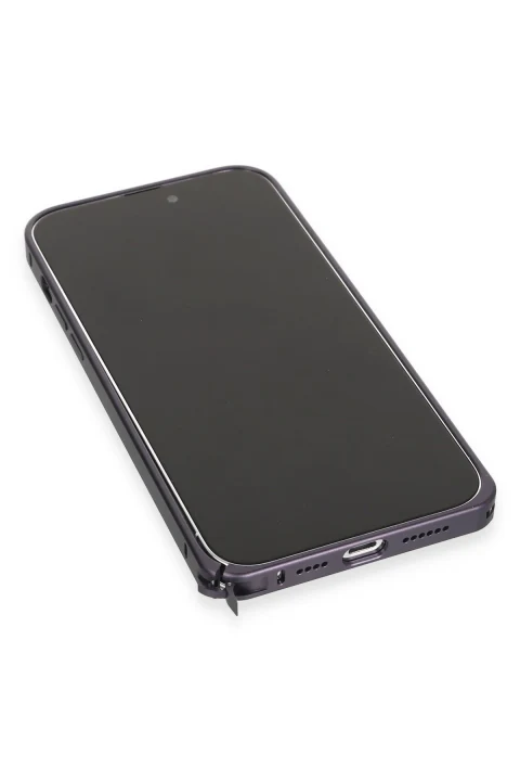 Joko Apple iPhone 14 Pro Max Kılıf Metal Bumper Magneticsafe Kapak - Derin Mor