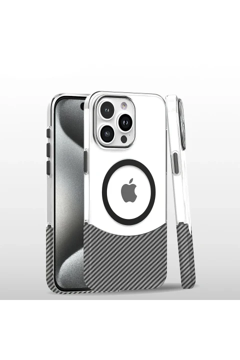 Joko Apple iPhone 16 Pro Max Carbon Puzzle Magsafe Kapak - Beyaz