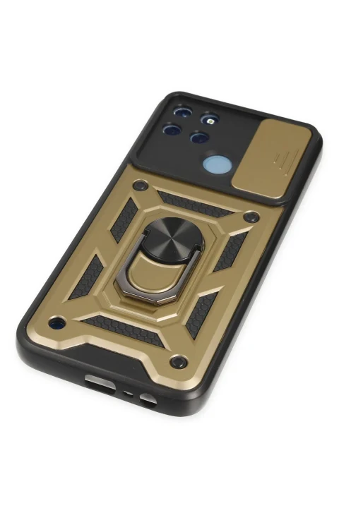 uryport Realme C25Y Kılıf Pars Lens Yüzüklü Silikon - Gold