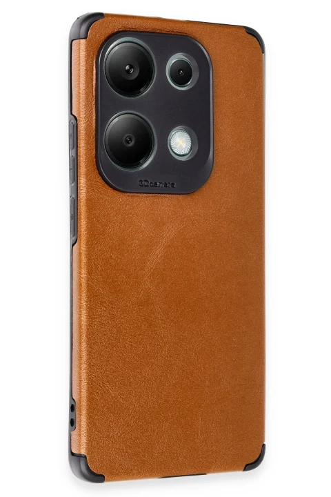 uryport Xiaomi Redmi Note 13 4G Kılıf Loop Deri Silikon - Kahverengi