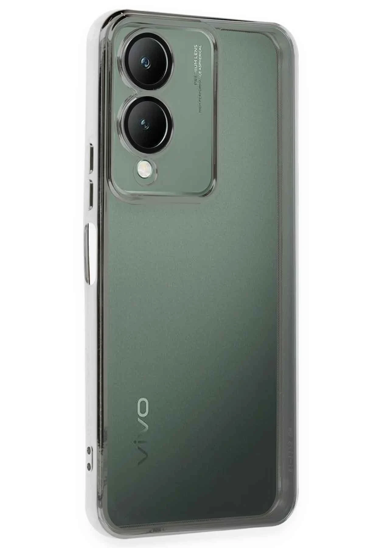 uryport Vivo Y17S Kılıf Razer Lensli Silikon - Gümüş