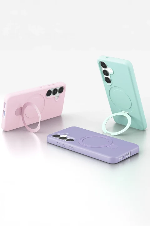 uryport Samsung Galaxy S25 Regal Magsafe Standlı Kapak - Lacivert