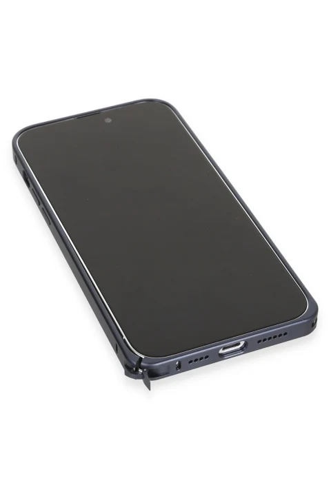 Joko Apple iPhone 15 Pro Kılıf Metal Bumper Magneticsafe Kapak - Lacivert