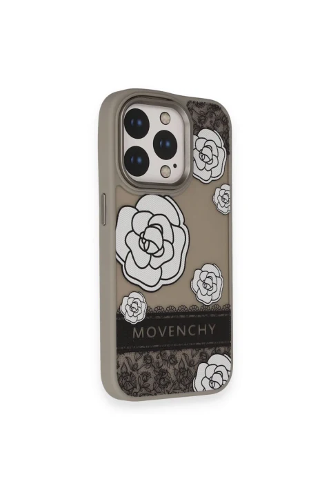 Movenchy Apple iPhone 15 Pro Max Terra Desenli Kapak - Gri - 3