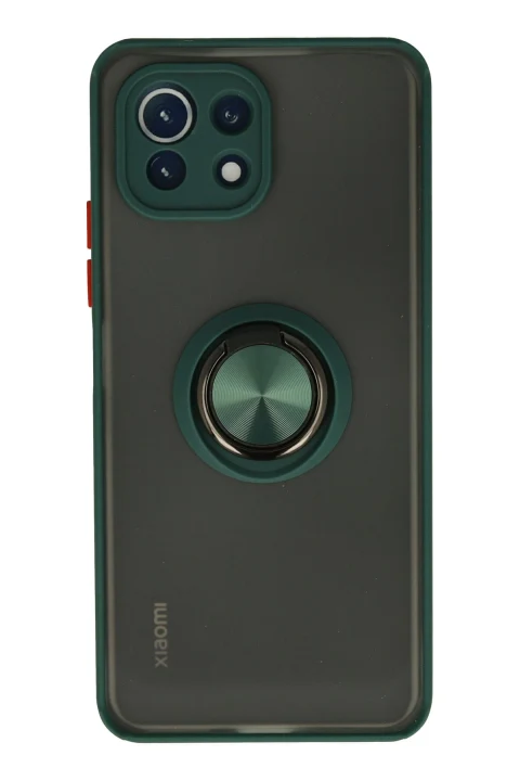uryport Xiaomi Mİ 11 Lite Kılıf Montreal Yüzüklü Silikon Kapak - Yeşil