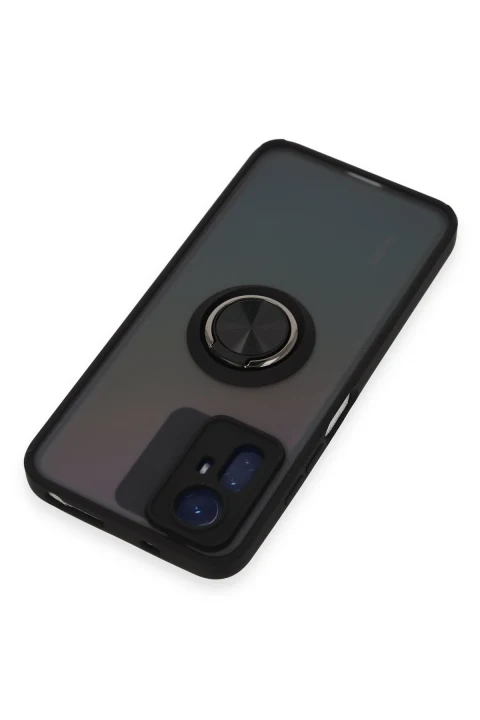 uryport Xiaomi Redmi Note 12S Kılıf Montreal Yüzüklü Silikon Kapak - Siyah