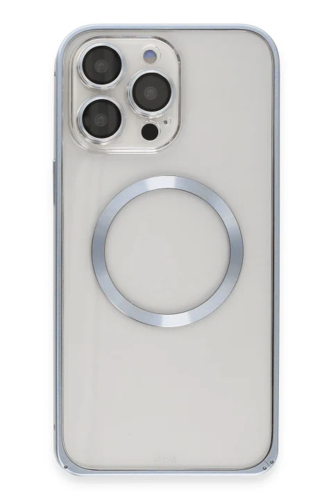 Joko Apple iPhone 13 Pro Max Kılıf Metal Bumper Magneticsafe Kapak - Sierra Blue