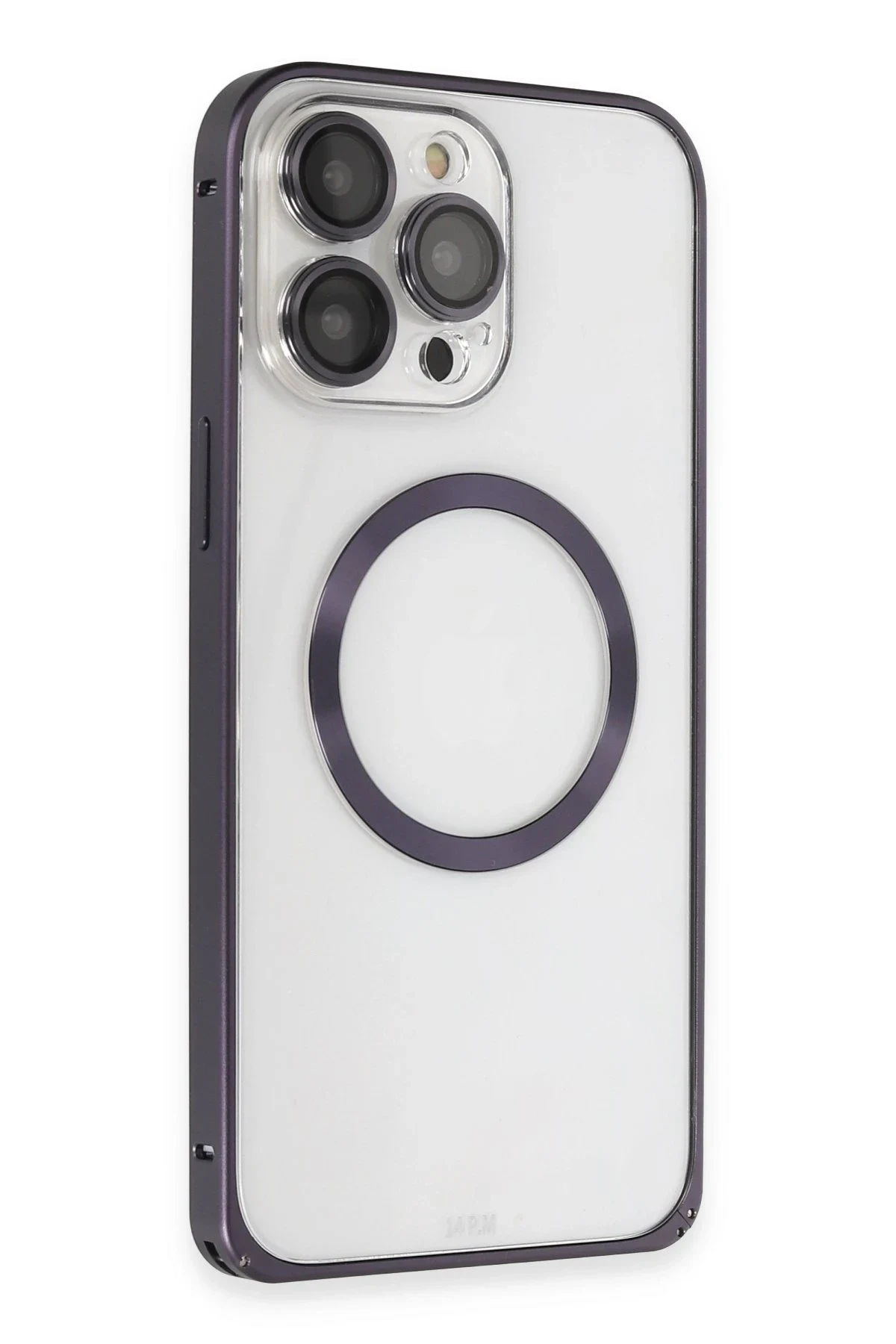 Joko Apple iPhone 14 Pro Max Kılıf Metal Bumper Magneticsafe Kapak - Derin Mor
