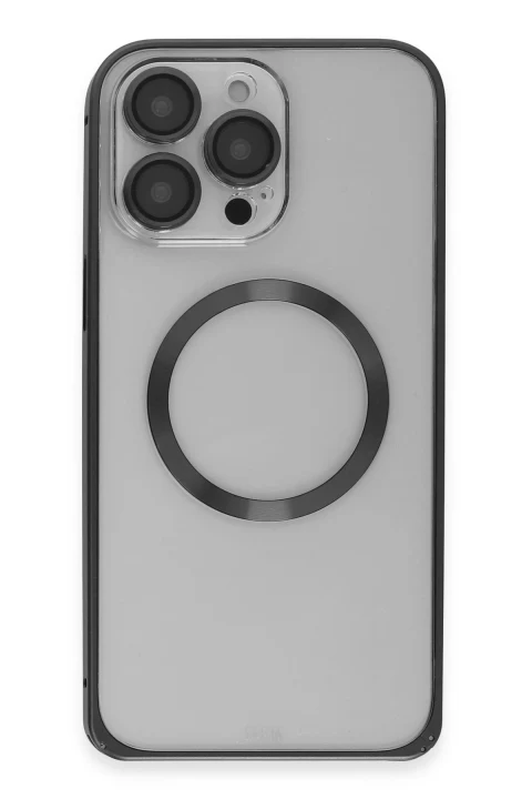 Joko Apple iPhone 14 Pro Max Kılıf Metal Bumper Magneticsafe Kapak - Siyah