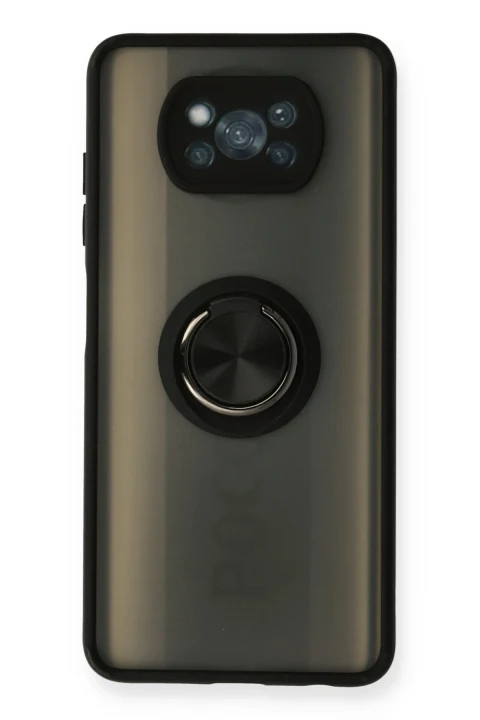 uryport Xiaomi Pocophone X3 Kılıf Montreal Yüzüklü Silikon Kapak - Siyah