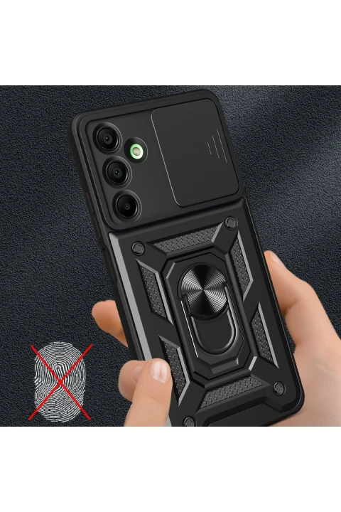 uryport Samsung Galaxy A26 Kılıf Pars Lens Yüzüklü Silikon - Siyah