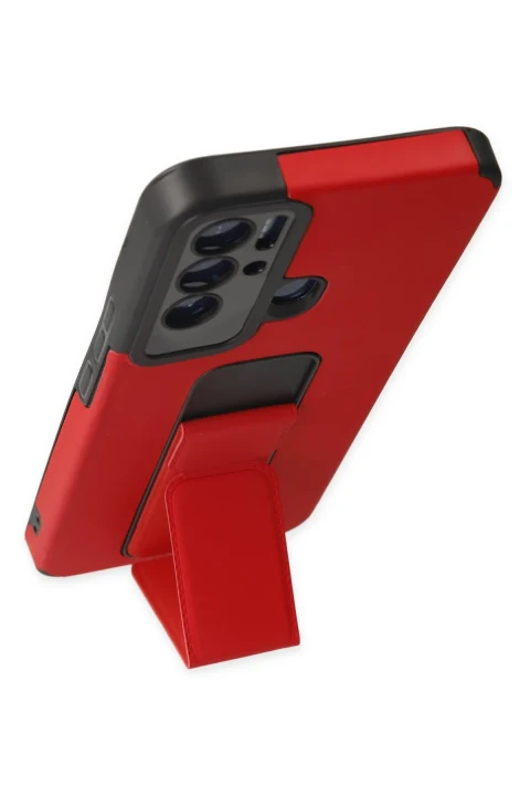 uryport Tecno Pova Neo Kılıf Mega Standlı Silikon - Kırmızı