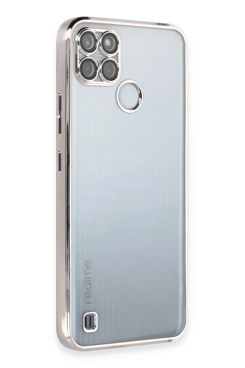 uryport Realme C25Y Kılıf Razer Lensli Silikon - Gümüş