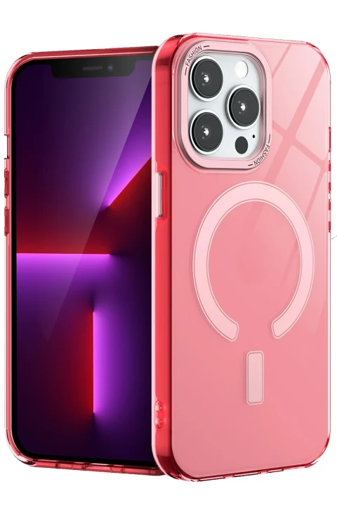 uryport Apple iPhone 15 Pro Kılıf Troy Magsafe Kapak - Pembe