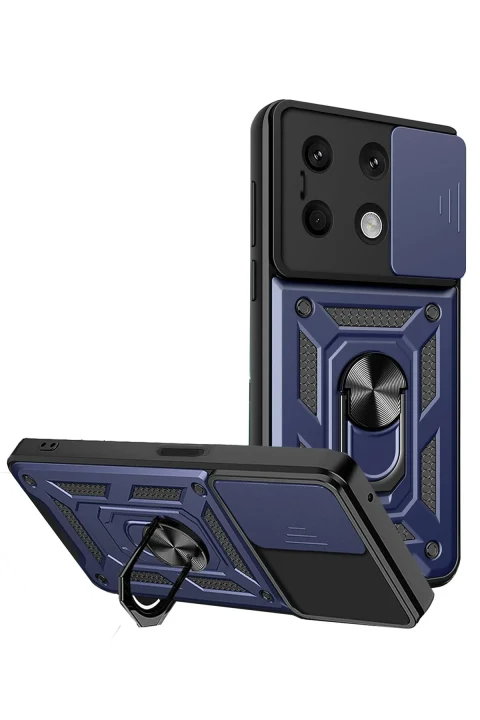 uryport Xiaomi Redmi Note 13 4G Kılıf Pars Lens Yüzüklü Silikon - Lacivert